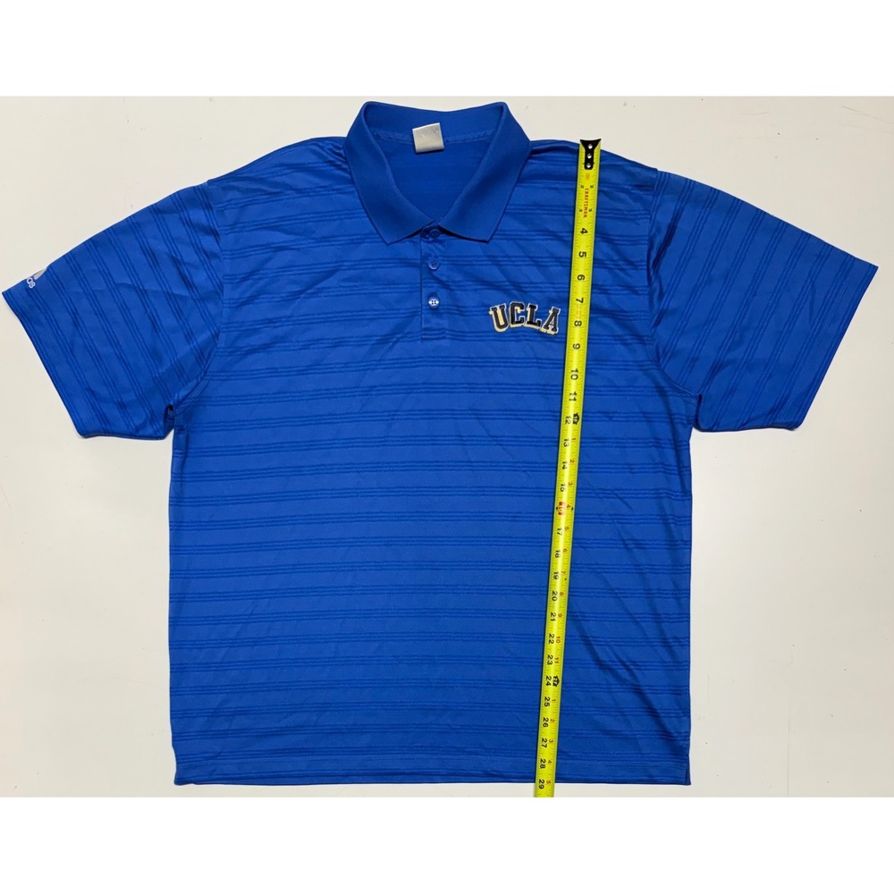 Adidas UCLA Bruins Mens XL Blue Striped Short Sleeve Performance Polo Shirt